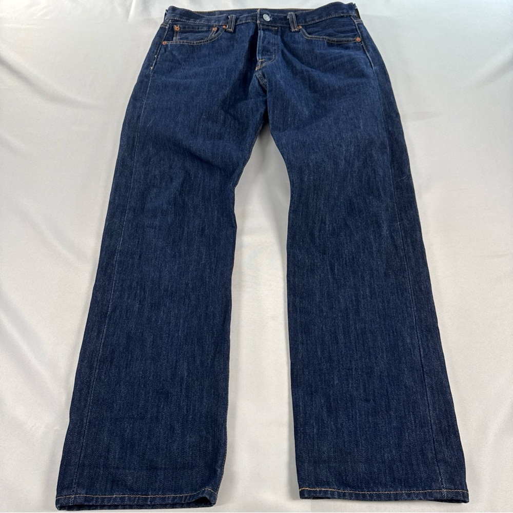 Levi's 501 Jeans Fits Mens 33x29 Straight Leg Cotton Button Fly Dark Blue EUC